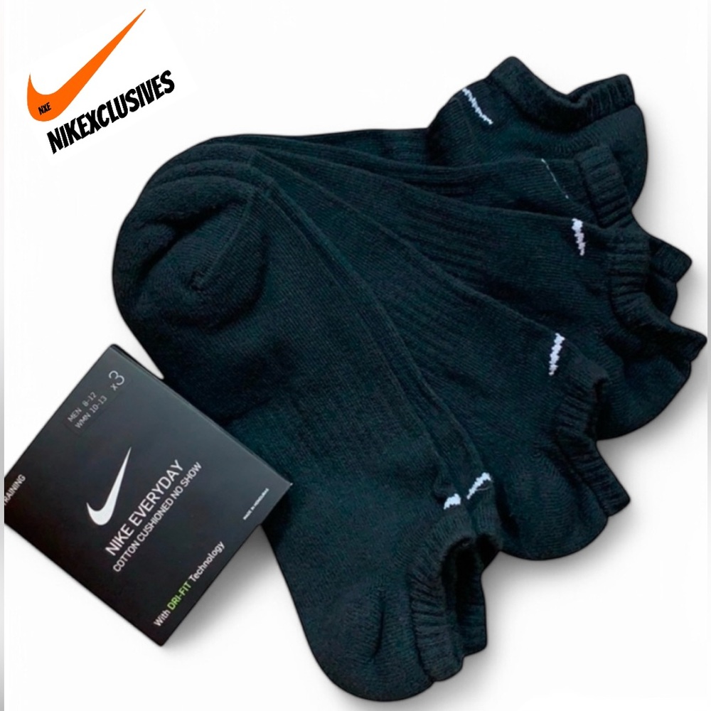 Nike Everyday Cotton Cushioned No Show Socks black 3-pack SX7673-010